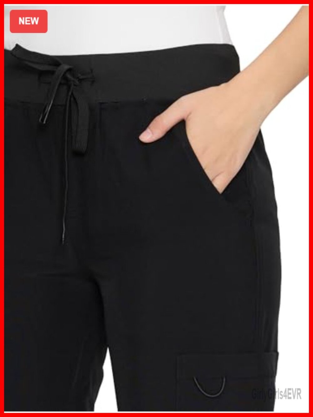 Women's Scrub Pants Straight Leg Drawstring Mid Rise - Picture 6 of 6